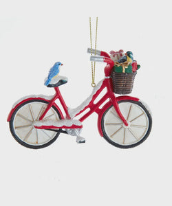 Snowy Red Bicycle Ornament