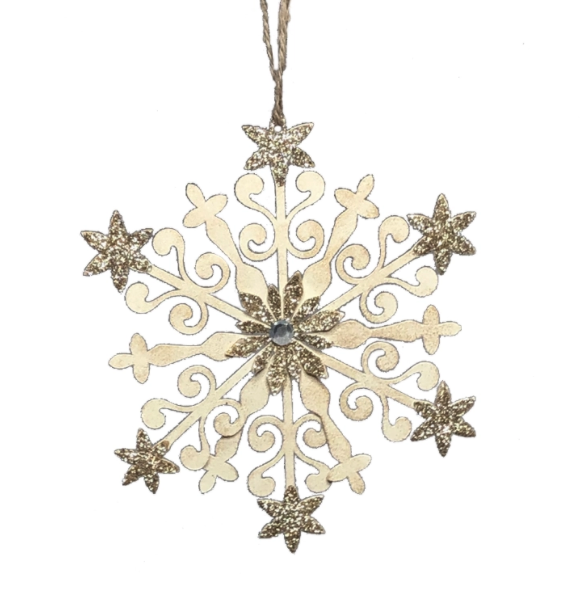 Gold & Cream Snowflake Ornament