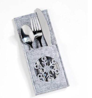 Snowflake Cutlery Pocket - Grey