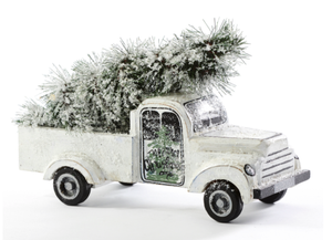 Vintage White Truck w Tree