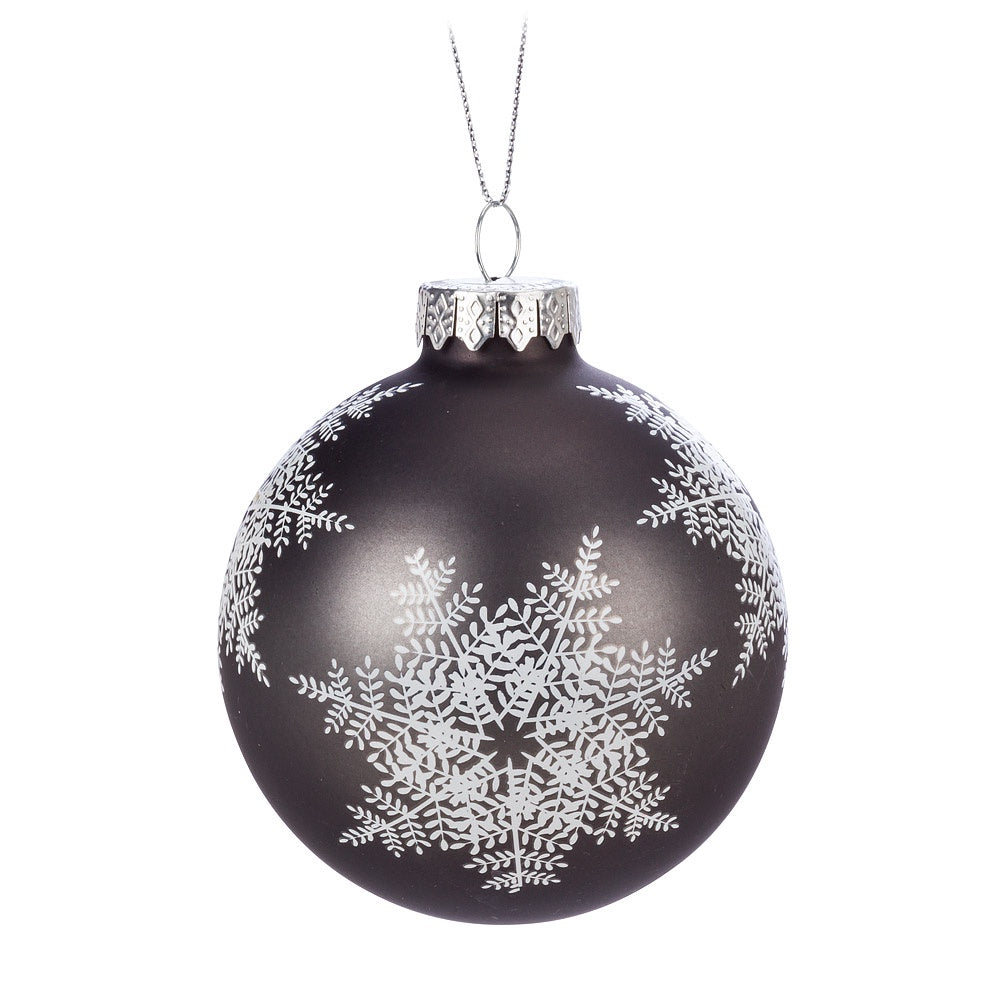 Elegant Black Snowflake Ball Ornament