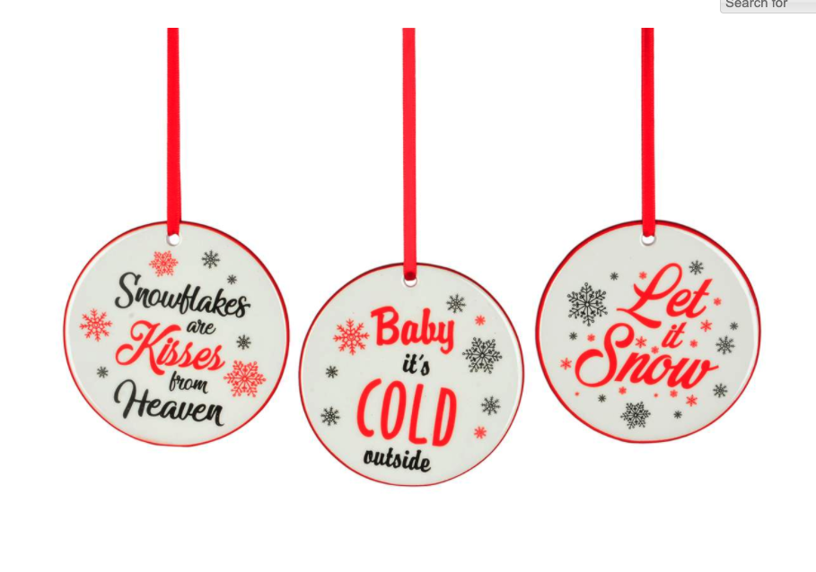 Red Black Christmas Saying Disc Ornaments