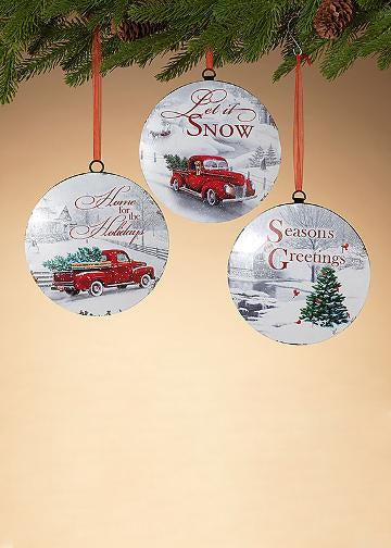 Vintage Holiday Scene Disc Ornaments