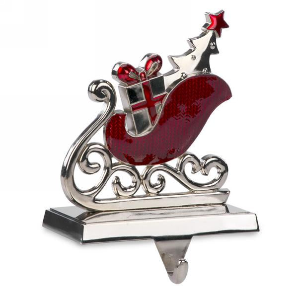 Red & Silver Sled Stocking Holder
