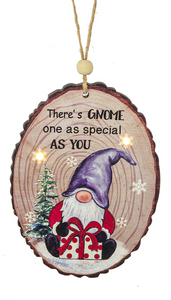 Gnome Light Up Wood Round Ornaments