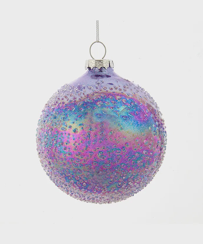 Glass Icy Iridescent Lavender  Ball Ornament