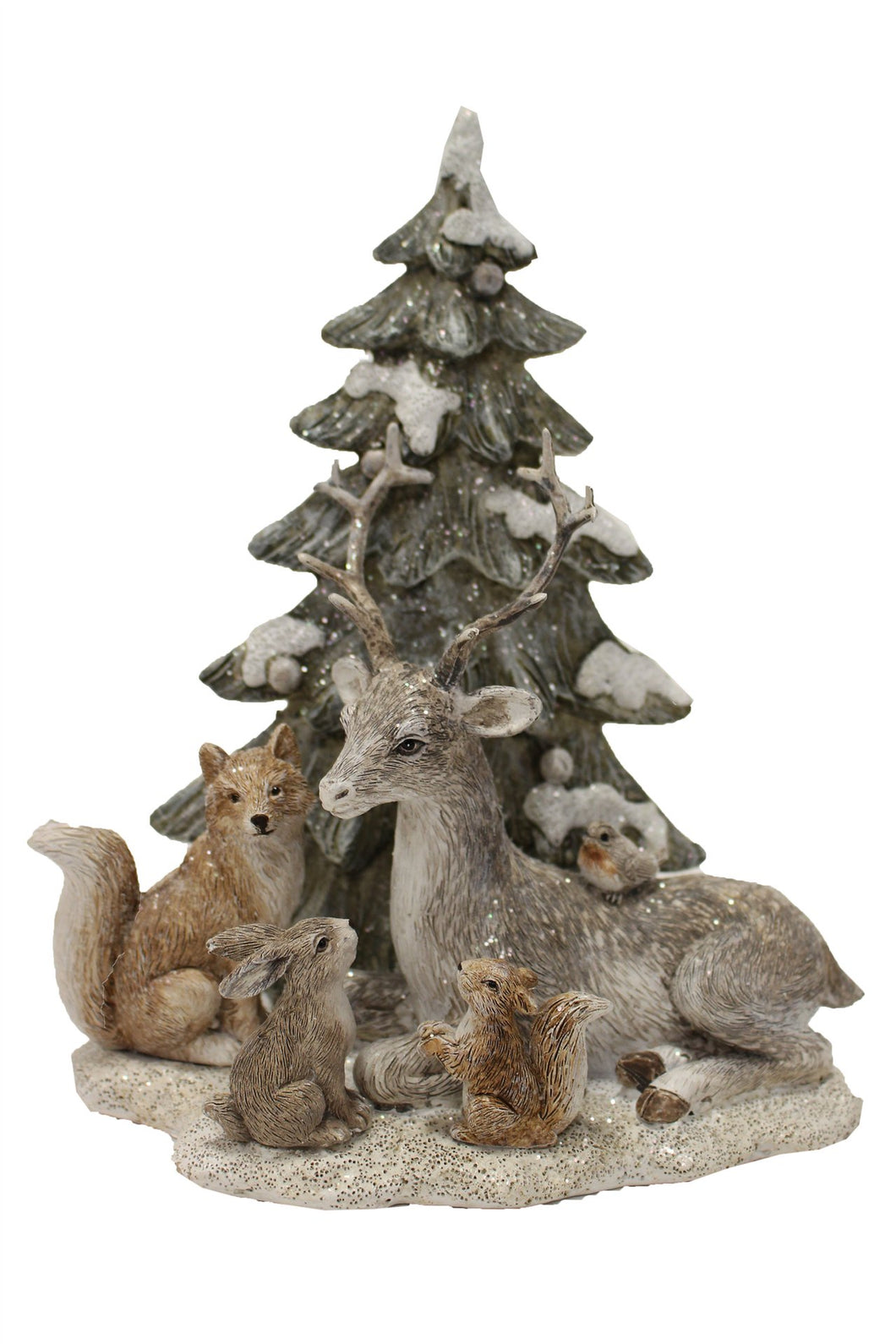 Woodland Animals By Snowy Tree