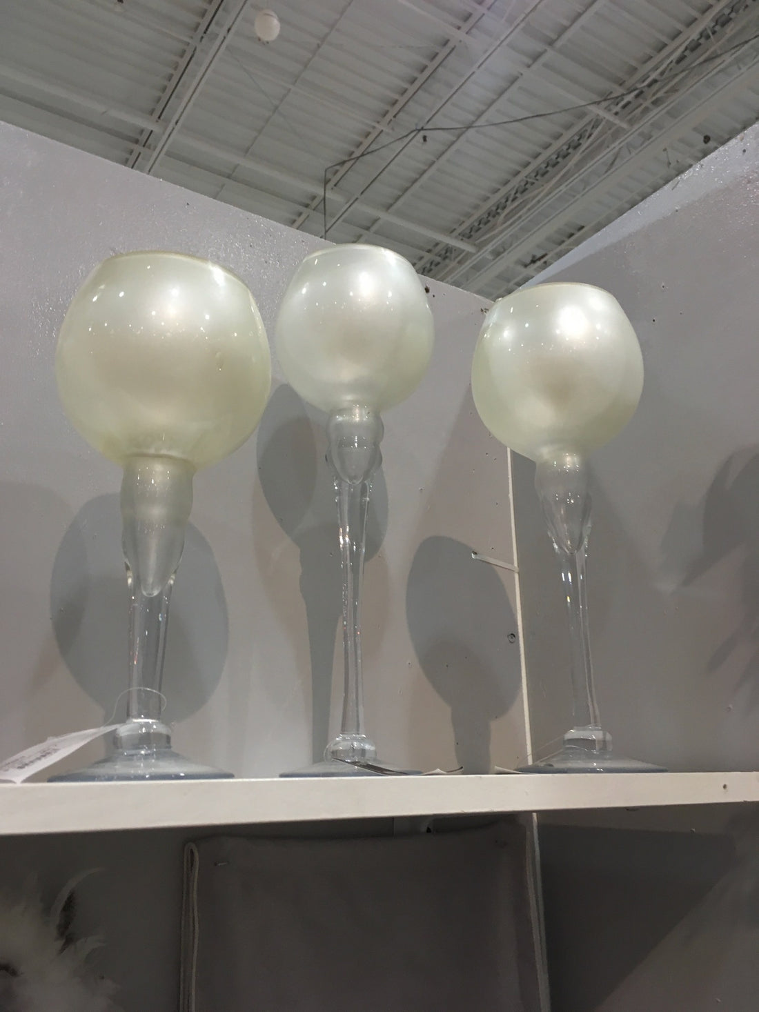 White stem glass candleholder, 3 sizes