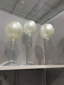 White stem glass candleholder, 3 sizes