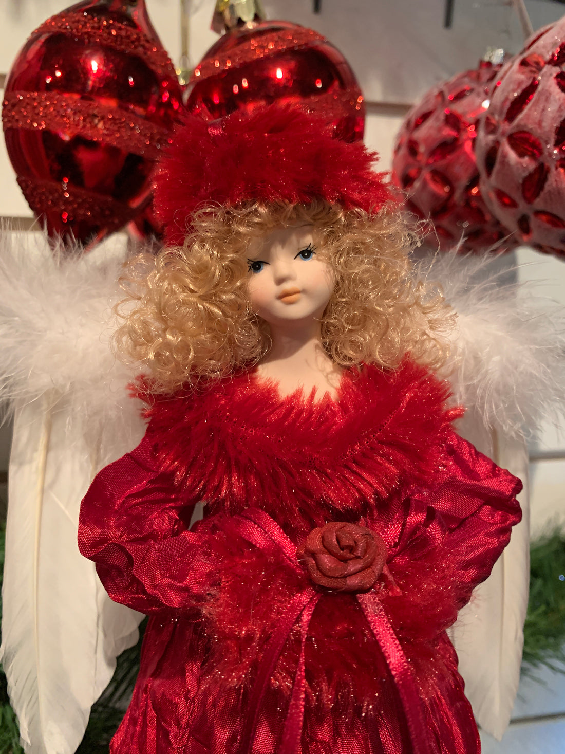 9” Burgundy Angel Tree Topper