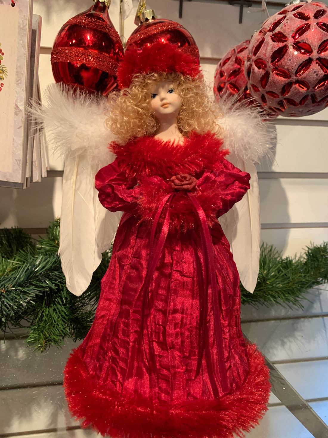 9” Burgundy Angel Tree Topper