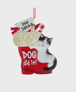Cat Dog Did It Ornament
