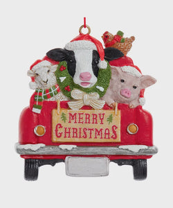 Farm Animals On Truck Ornament