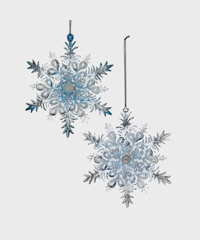 Blue & Silver Glittering Snowflake Ornament