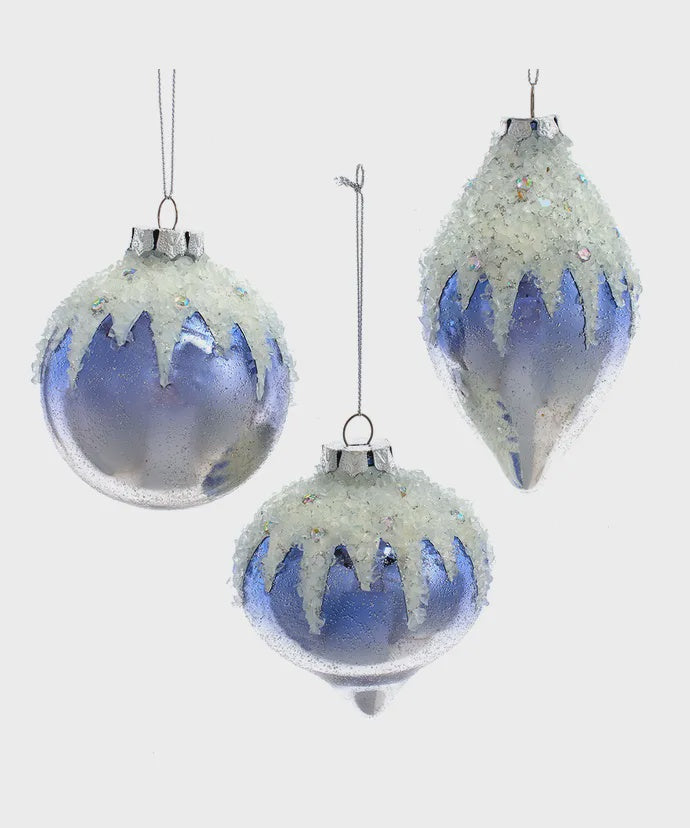 Snow Topped Purple Ball Ornament