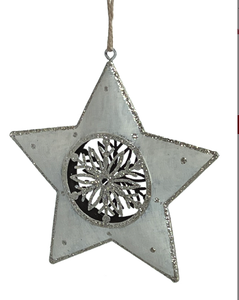 White & Silver Metal Star Ornament